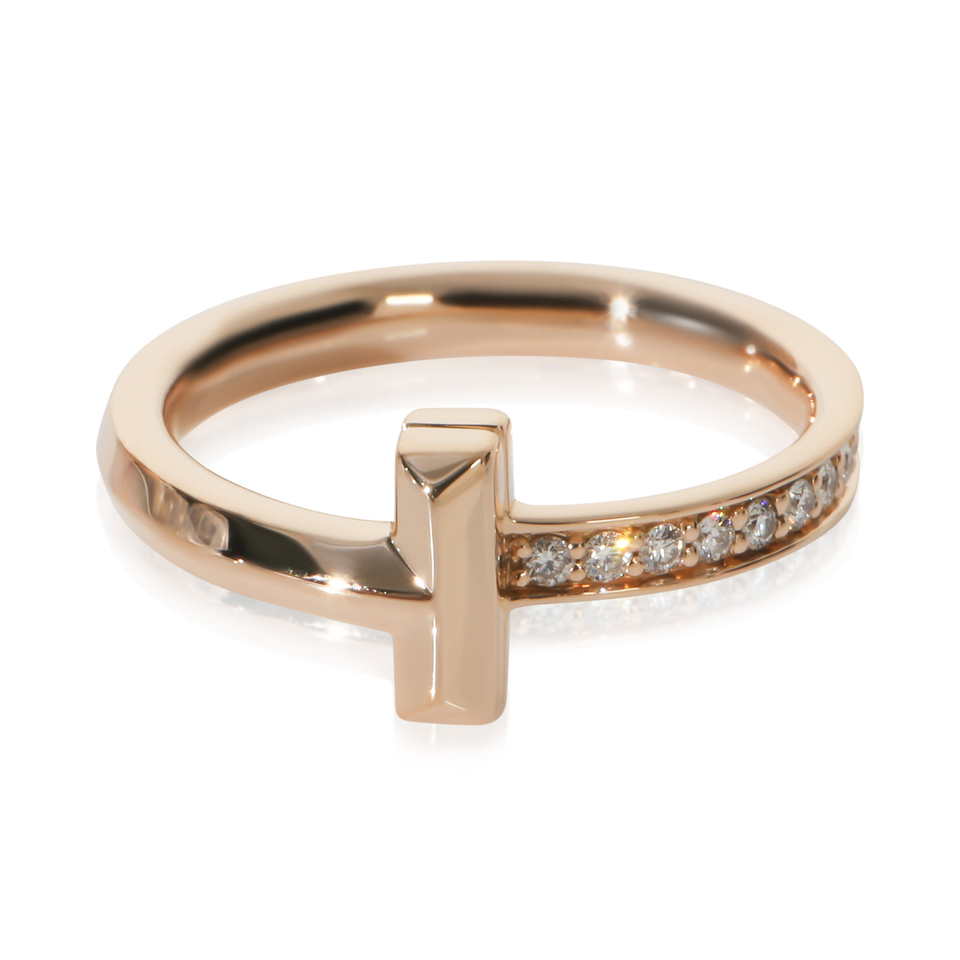 Tiffany & Co. Rose Gold Diamond T T1 Ring 18k