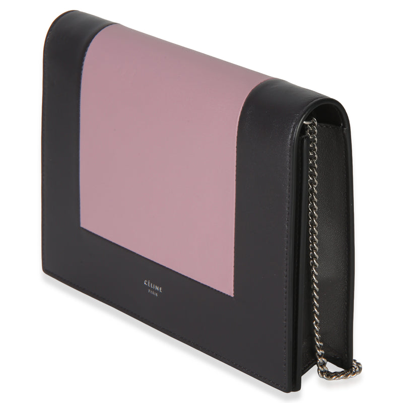 Celine Grey Pink Smooth Calfskin Frame Evening Clutch On Chain Gray; Leather Handbag