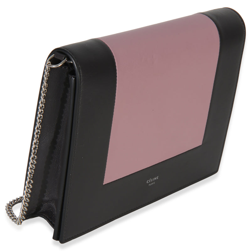 Celine Grey Pink Smooth Calfskin Frame Evening Clutch On Chain Gray; Leather Handbag
