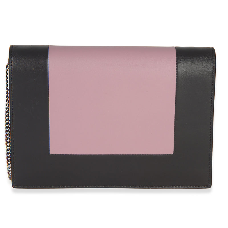 Celine Grey Pink Smooth Calfskin Frame Evening Clutch On Chain Gray; Leather Handbag