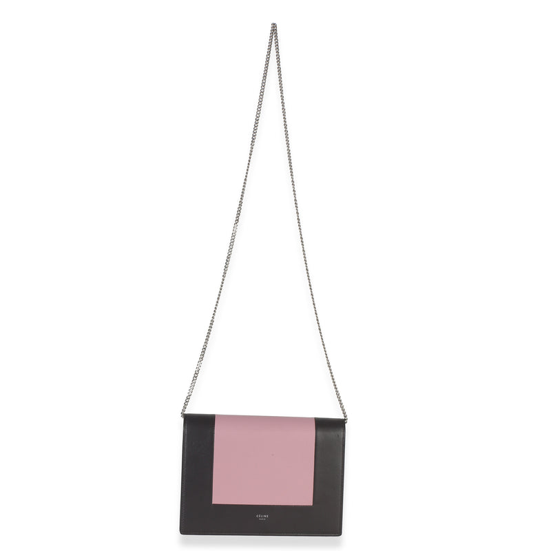 Celine Grey Pink Smooth Calfskin Frame Evening Clutch On Chain Gray; Leather Handbag