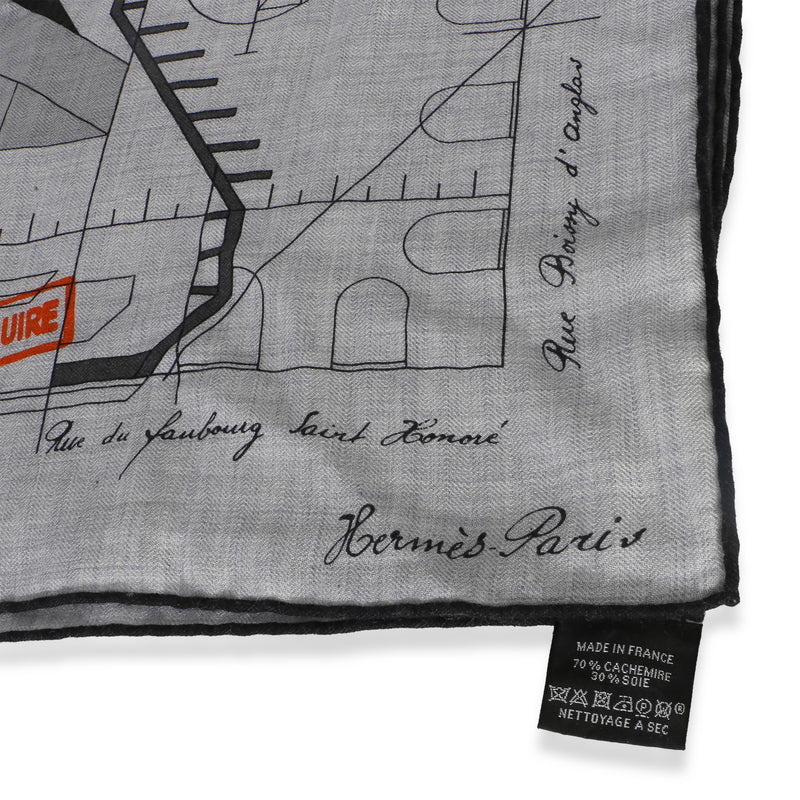 Hermès Mens Gris Chine Permis De Constructruir Silk Cashmere Scarf 100 Gray Scarves/wraps