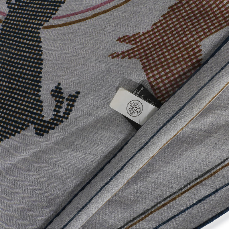 Hermès Mens Gris Chine Thor Cashmere Silk Saut Scarf Gray Scarves/wraps
