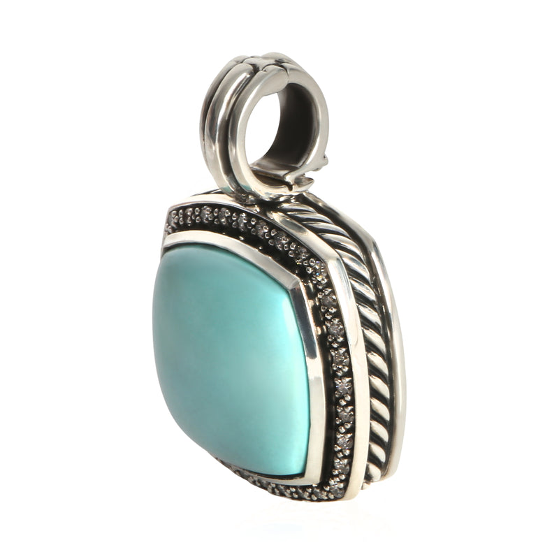 David Yurman Sterling Silver Turquoise And Diamond Albion Pendant 925