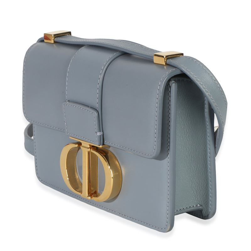 Christian Dior Blue Smooth Box Calfskin Micro 30 Montaigne Flap Bag Leather Handbag