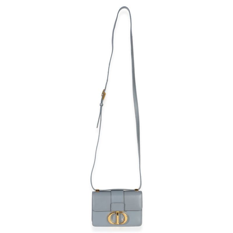 Christian Dior Blue Smooth Box Calfskin Micro 30 Montaigne Flap Bag Leather Handbag