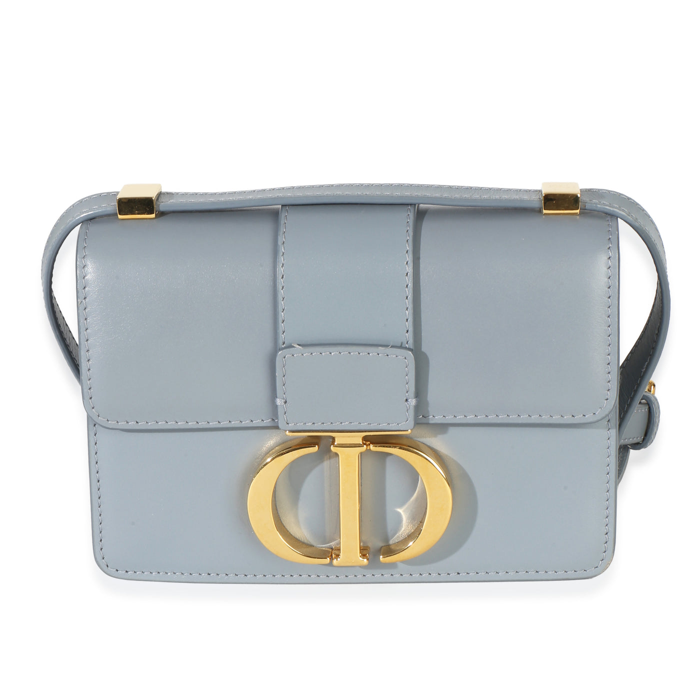 Christian Dior Blue Smooth Box Calfskin Micro 30 Montaigne Flap Bag Leather Handbag