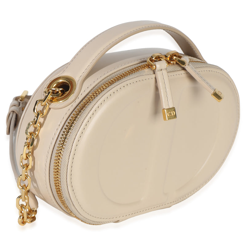 Christian Dior Cream Calfskin Cd Signature Oval Crossbody Camera Bag Beige Leather Handbag