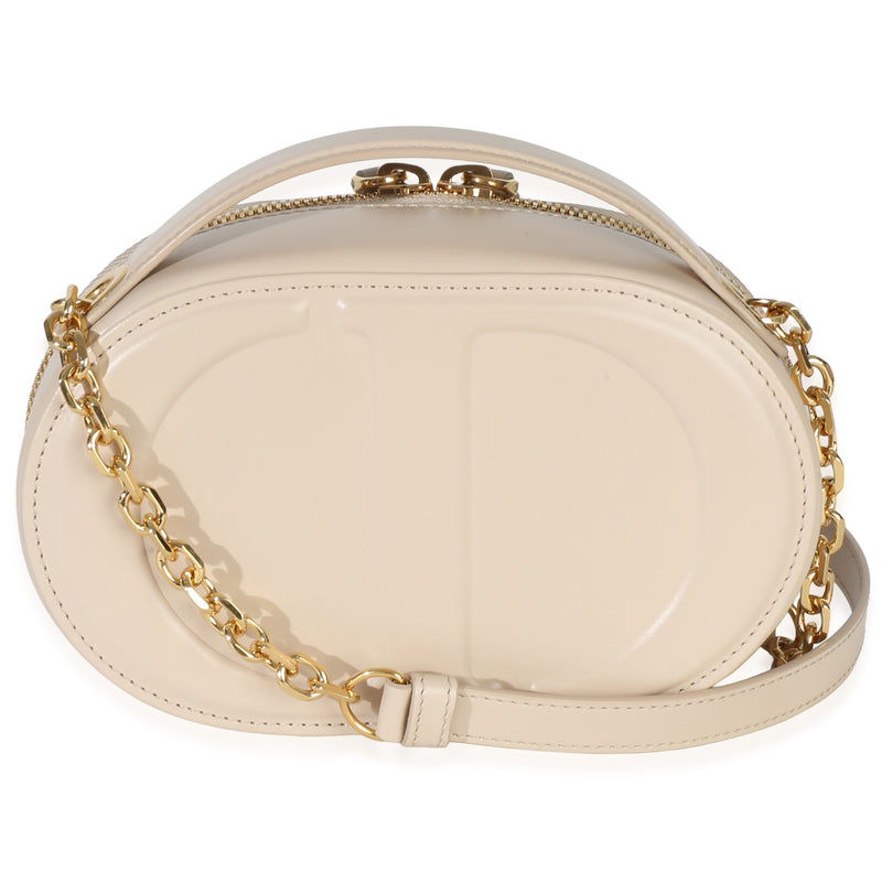 Christian Dior Cream Calfskin Cd Signature Oval Crossbody Camera Bag Beige Leather Handbag