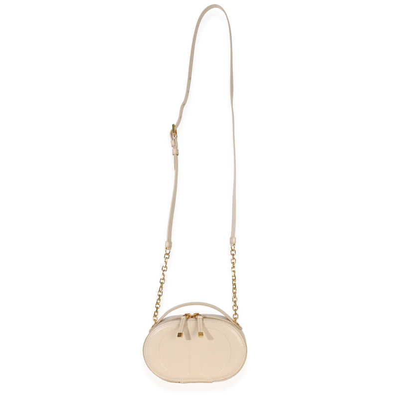 Christian Dior Cream Calfskin Cd Signature Oval Crossbody Camera Bag Beige Leather Handbag