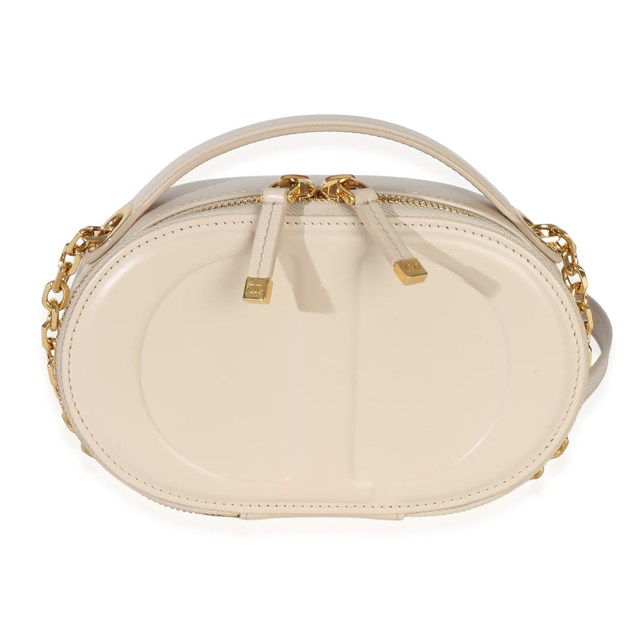 Christian Dior Cream Calfskin Cd Signature Oval Crossbody Camera Bag Beige Leather Handbag