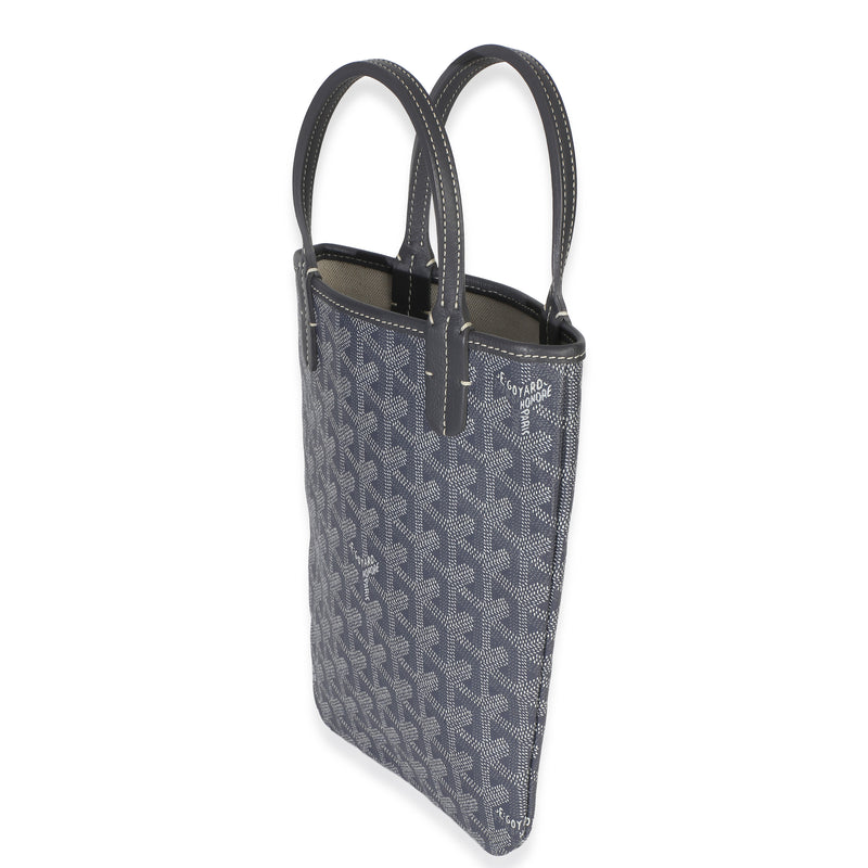 Goyard Grey Goyardine Canvas Poitiers Tote Pm Blue Coated Handbag