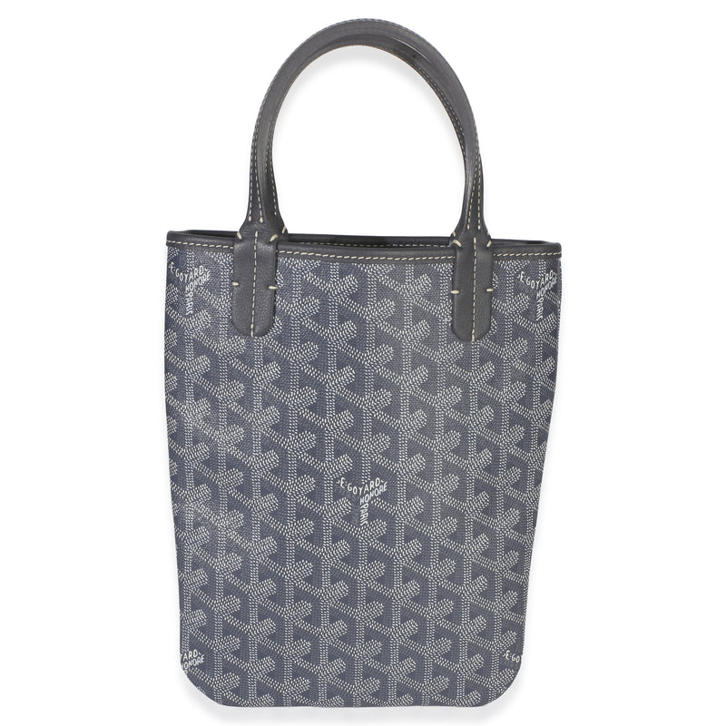 Goyard Grey Goyardine Canvas Poitiers Tote Pm Blue Coated Handbag