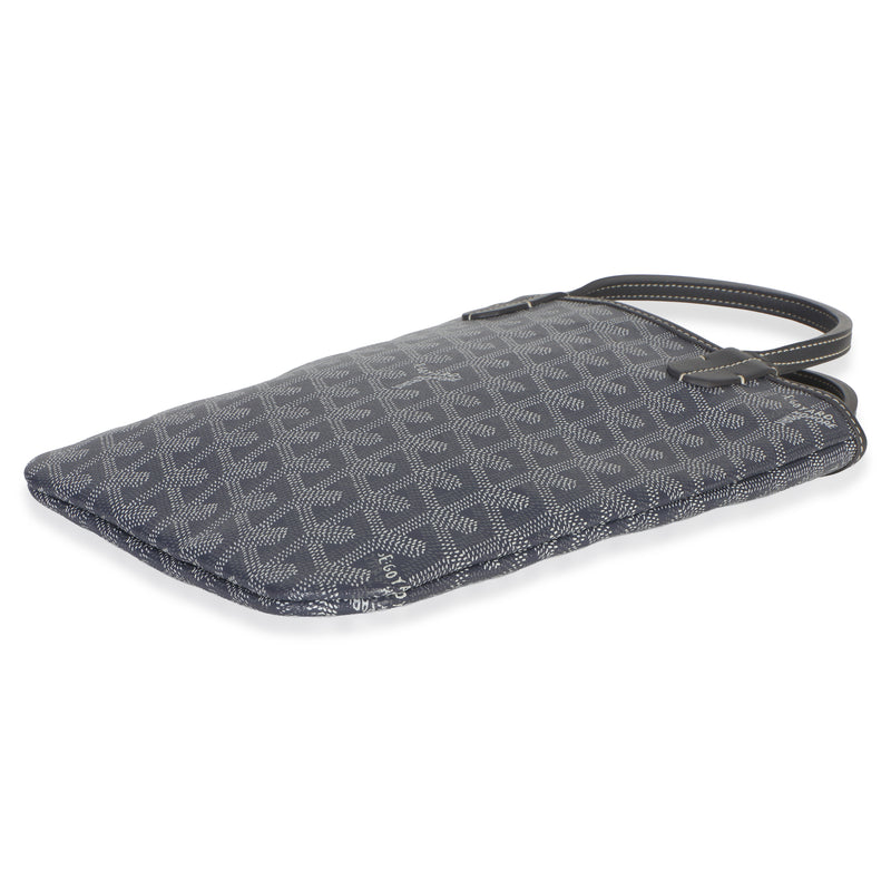Goyard Grey Goyardine Canvas Poitiers Tote Pm Blue Coated Handbag