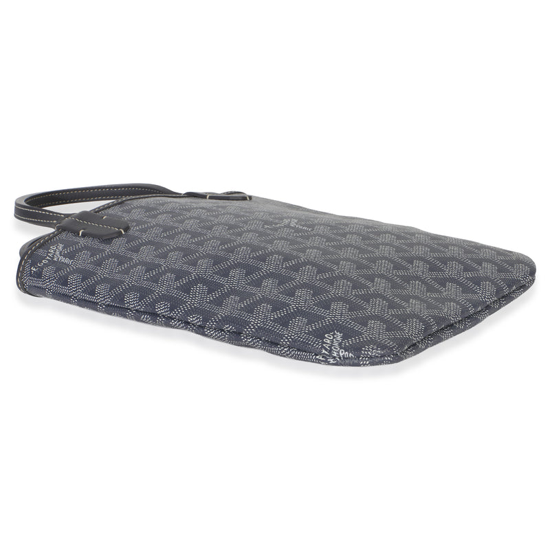 Goyard Grey Goyardine Canvas Poitiers Tote Pm Blue Coated Handbag