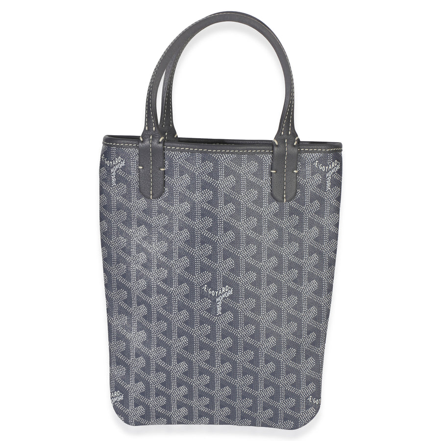 Goyard Grey Goyardine Canvas Poitiers Tote Pm Blue Coated Handbag
