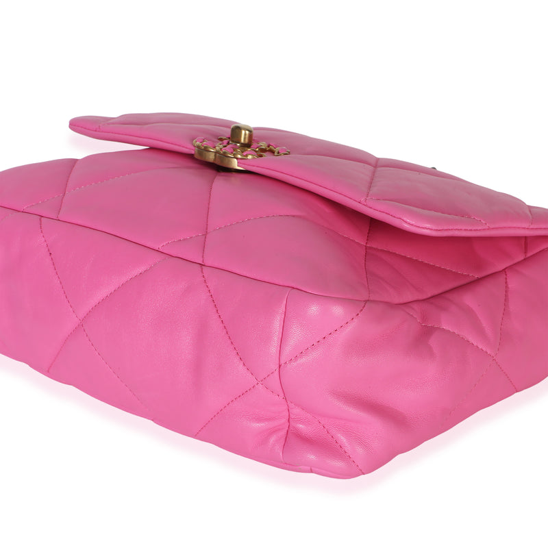 Chanel Pink Quilted Lambskin Large 19 Flap Bag Leather Handbag