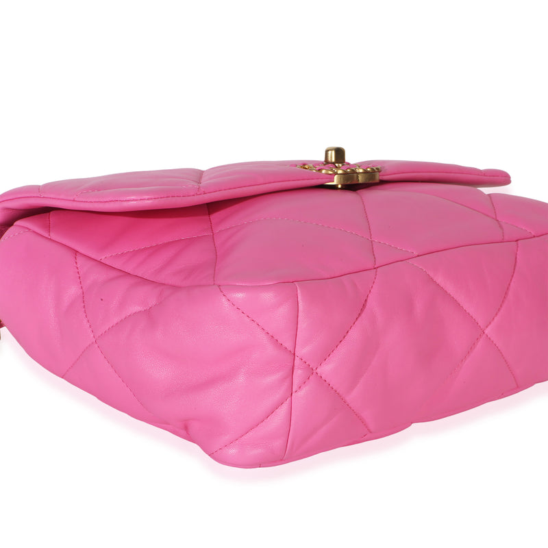 Chanel Pink Quilted Lambskin Large 19 Flap Bag Leather Handbag