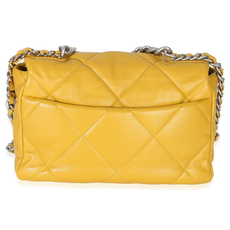 Chanel Yellow Quilted Lambskin Large 19 Flap Bag Leather Handbag
