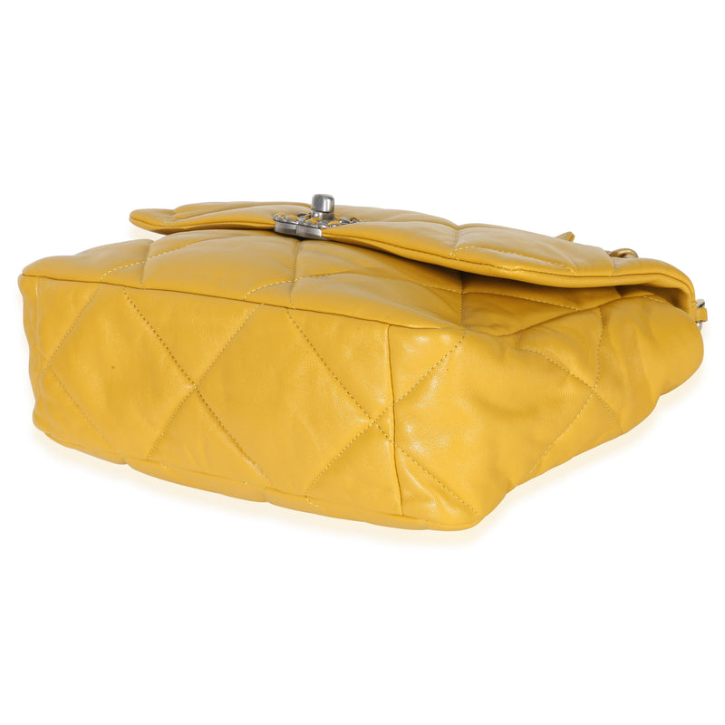 Chanel Yellow Quilted Lambskin Large 19 Flap Bag Leather Handbag