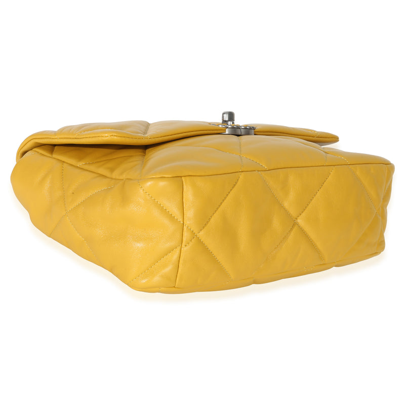 Chanel Yellow Quilted Lambskin Large 19 Flap Bag Leather Handbag