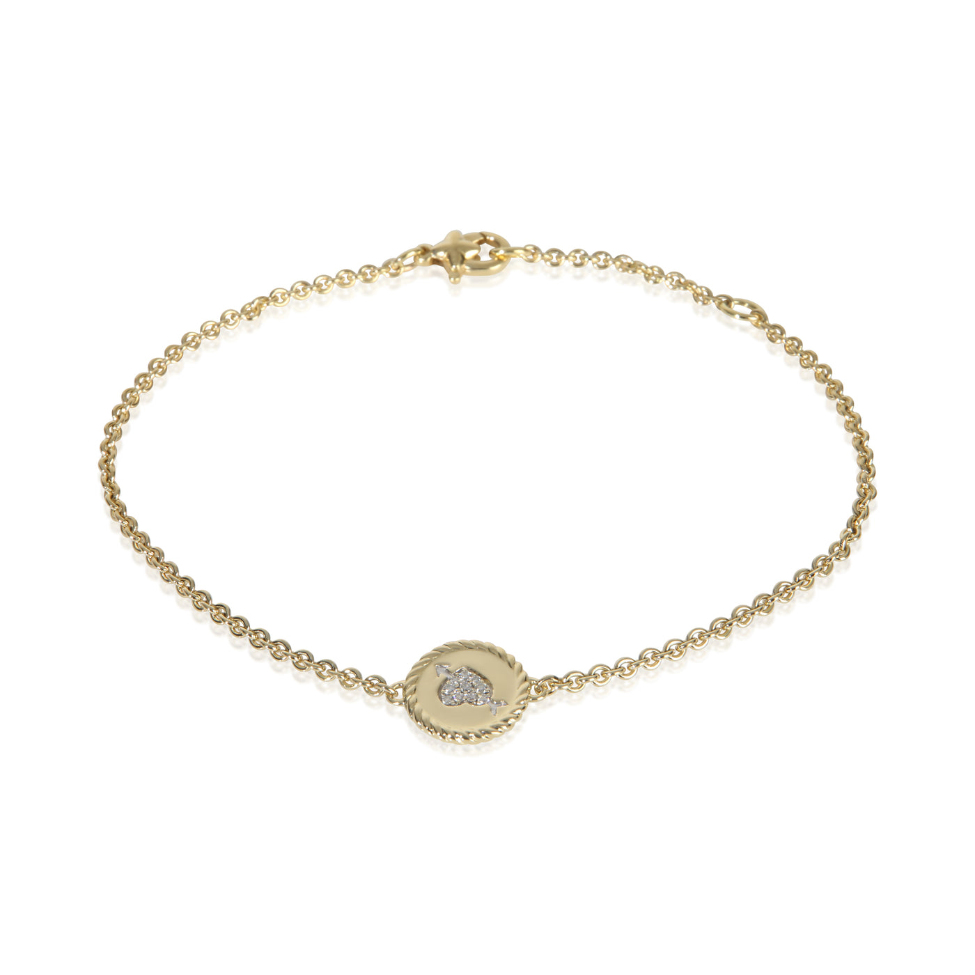 David Yurman Yellow Gold Diamond Cable Collectibles Heart & Arrow Bracelet 18k