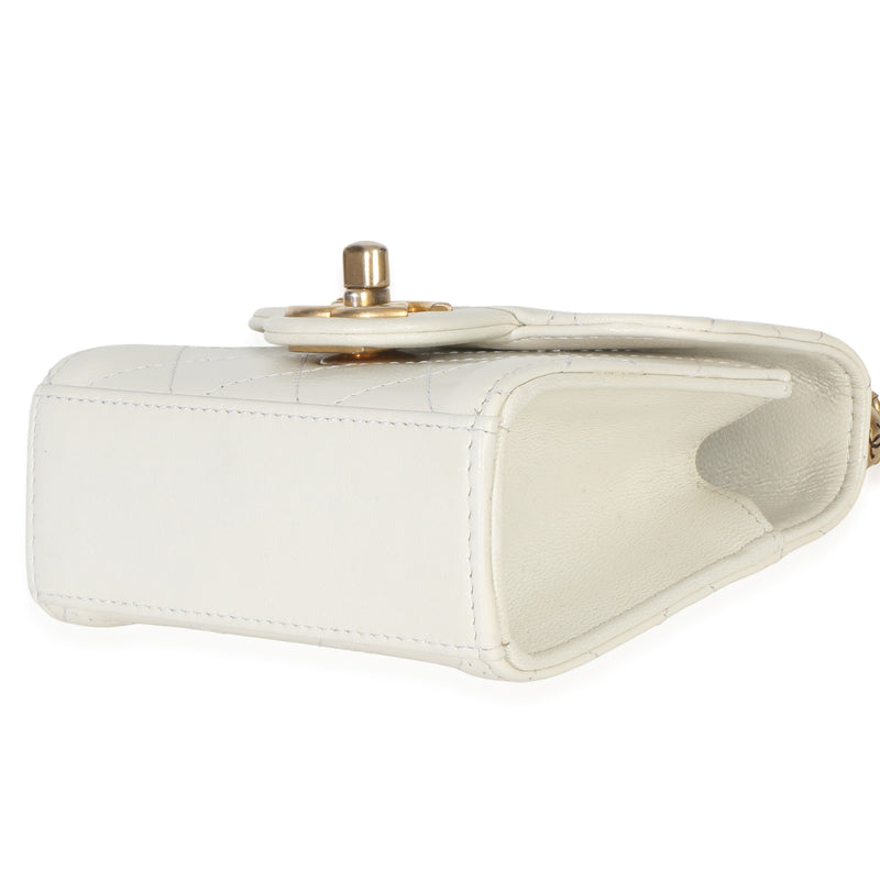 Chanel White Lambskin Quilted Chic Pearls Clutch On Chain Leather Handbag