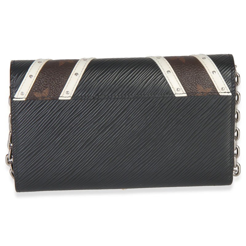 Louis Vuitton Black White V Monogram Canvas Twist Wallet On Chain Leather Handbag