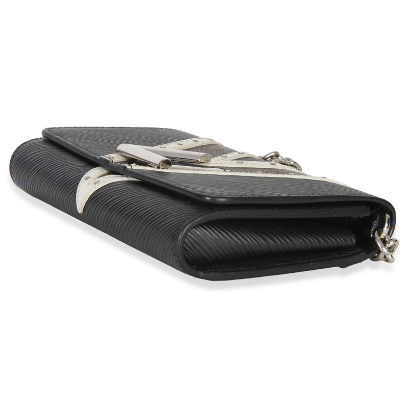 Louis Vuitton Black White V Monogram Canvas Twist Wallet On Chain Leather Handbag