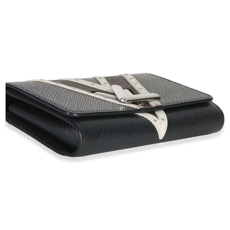 Louis Vuitton Black White V Monogram Canvas Twist Wallet On Chain Leather Handbag