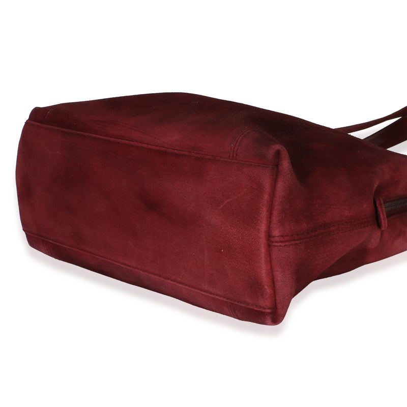 Chanel Vintage Red Suede Logo Small Tote Handbag