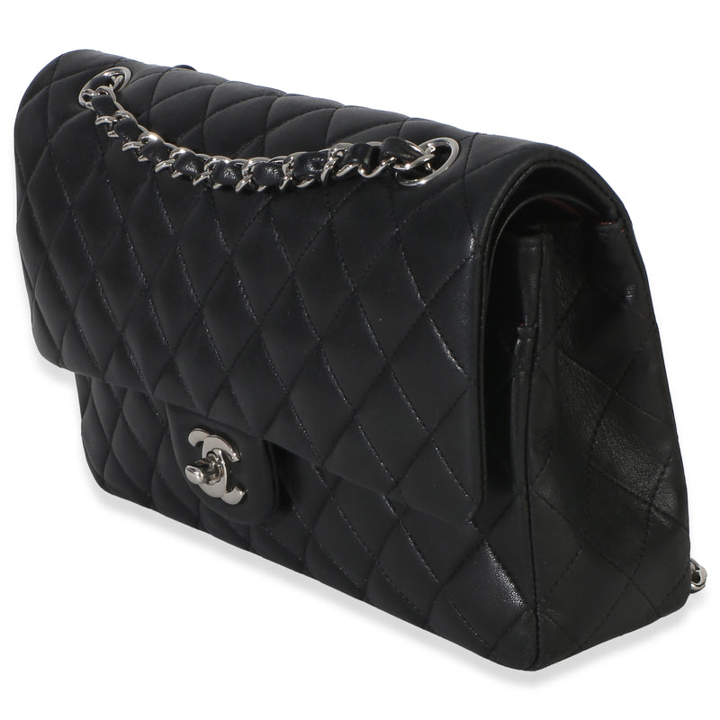 Chanel Black Quilted Lambskin Medium Classic Double Flap Bag Leather Handbag