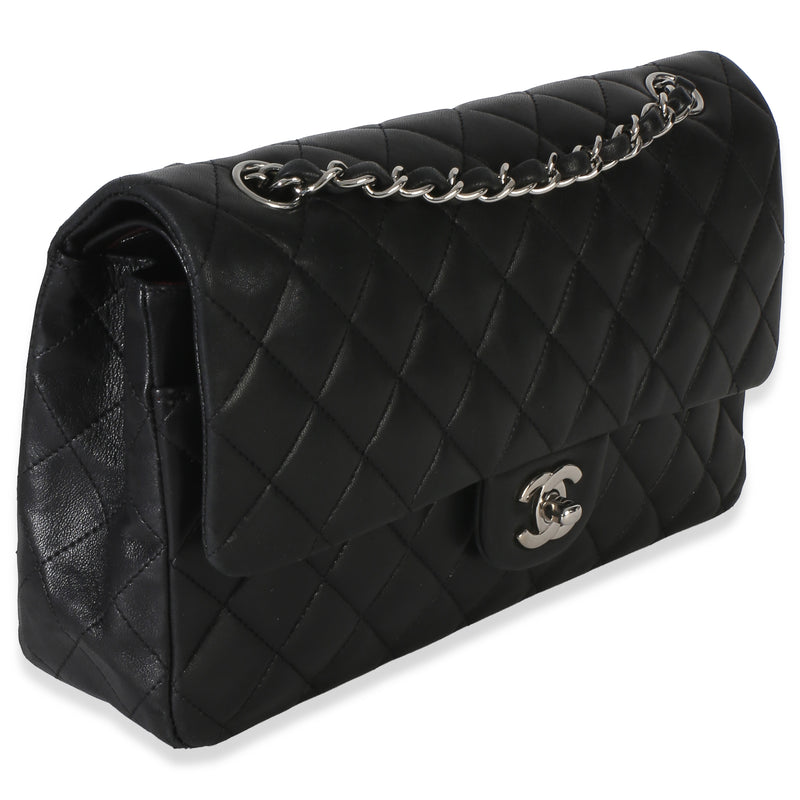 Chanel Black Quilted Lambskin Medium Classic Double Flap Bag Leather Handbag
