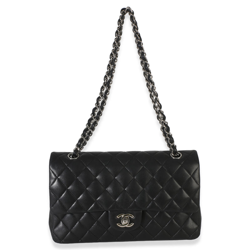 Chanel Black Quilted Lambskin Medium Classic Double Flap Bag Leather Handbag