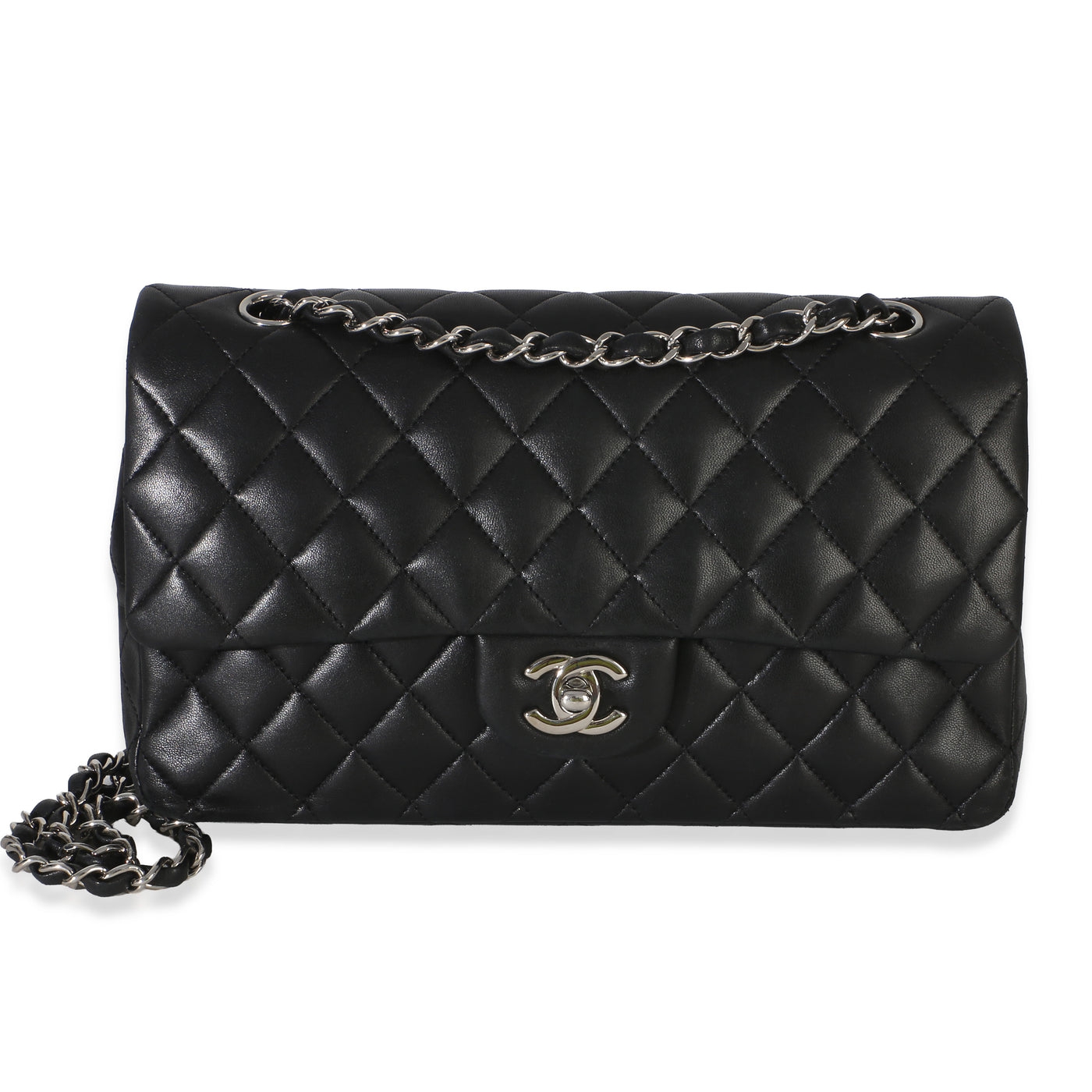 Chanel Black Quilted Lambskin Medium Classic Double Flap Bag Leather Handbag