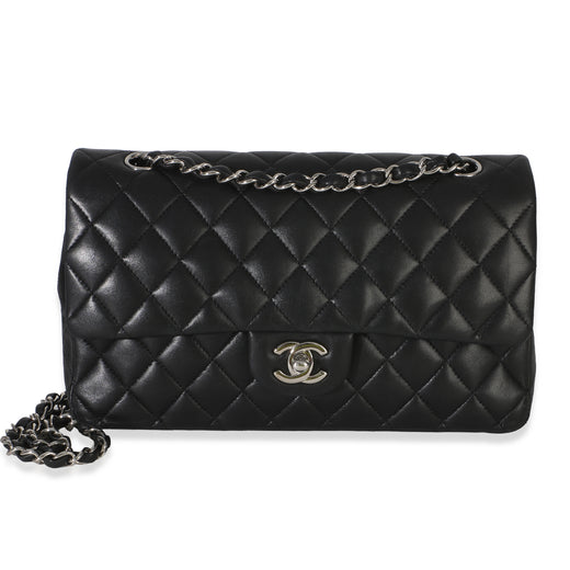 Chanel Black Quilted Lambskin Medium Classic Double Flap Bag Leather Handbag