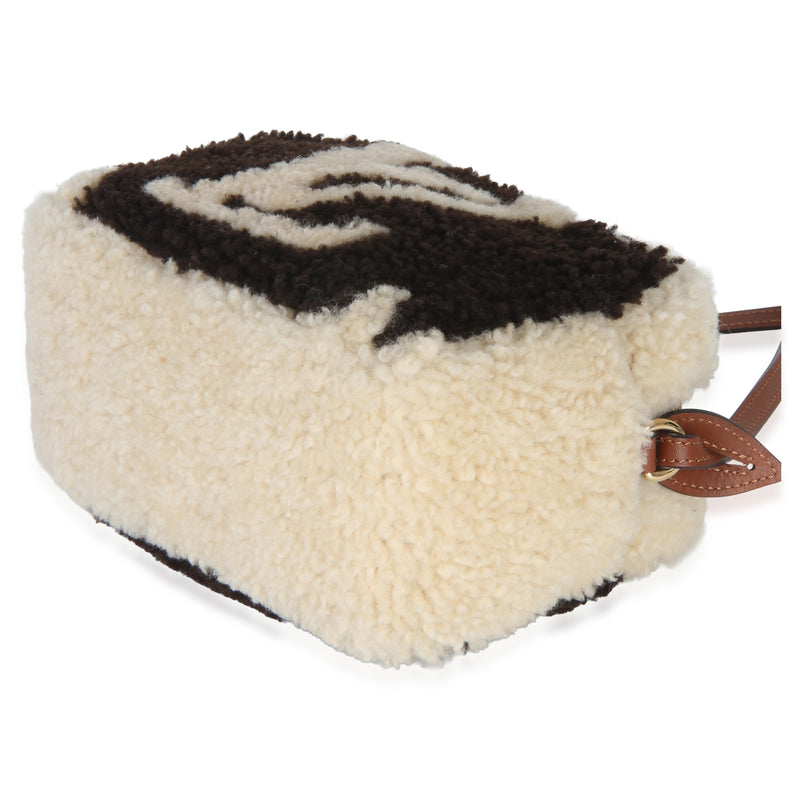 Louis Vuitton Brown Beige Monogram Teddy Fleece Beach Pouch Beige; Fabric Handbag