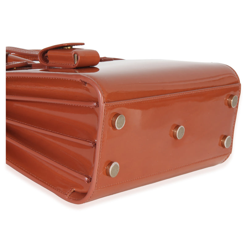 Saint Laurent Mild Rose Patent Nano Sac De Jour Brown; Orange Leather Handbag