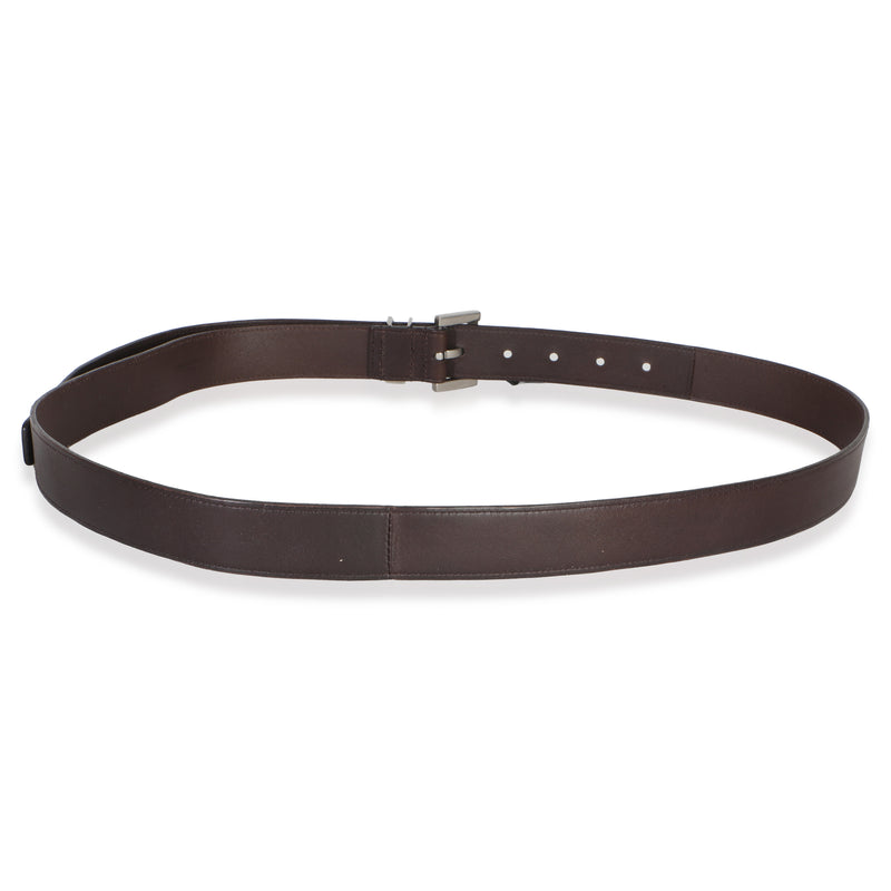 Saint Laurent Mens Brown Lambskin Cassandre Belt 100-40 Leather