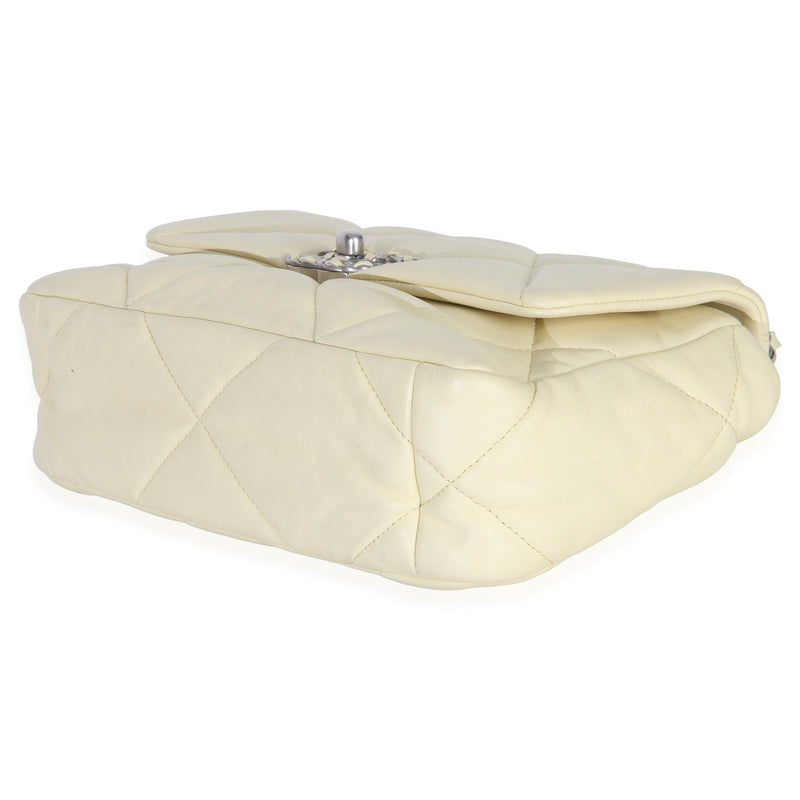 Chanel Light Yellow Quilted Lambskin Medium 19 Flap Bag Leather Handbag