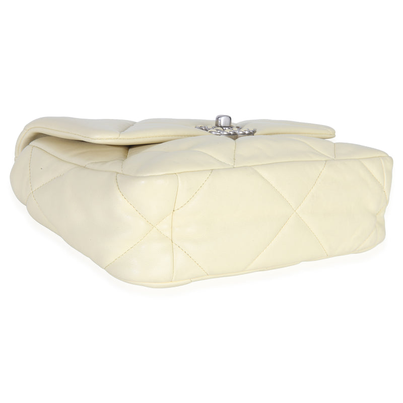 Chanel Light Yellow Quilted Lambskin Medium 19 Flap Bag Leather Handbag