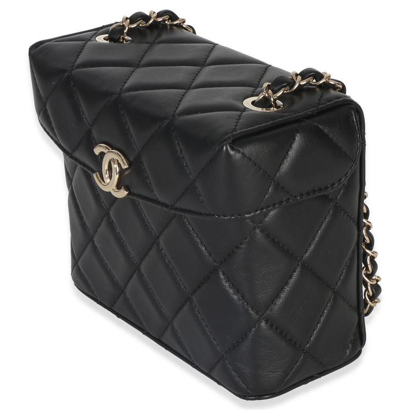 Chanel Black Quilted Lambskin Small Secret Box Bag Leather Handbag