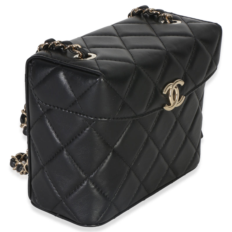 Chanel Black Quilted Lambskin Small Secret Box Bag Leather Handbag