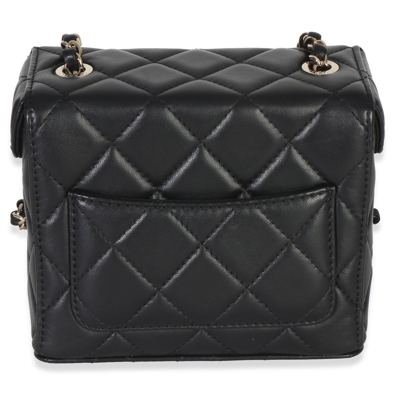 Chanel Black Quilted Lambskin Small Secret Box Bag Leather Handbag