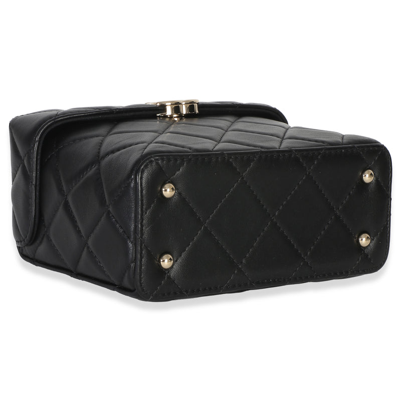 Chanel Black Quilted Lambskin Small Secret Box Bag Leather Handbag