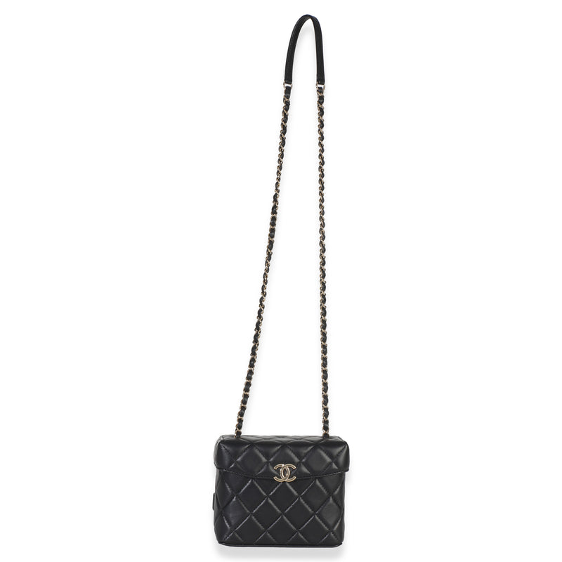Chanel Black Quilted Lambskin Small Secret Box Bag Leather Handbag