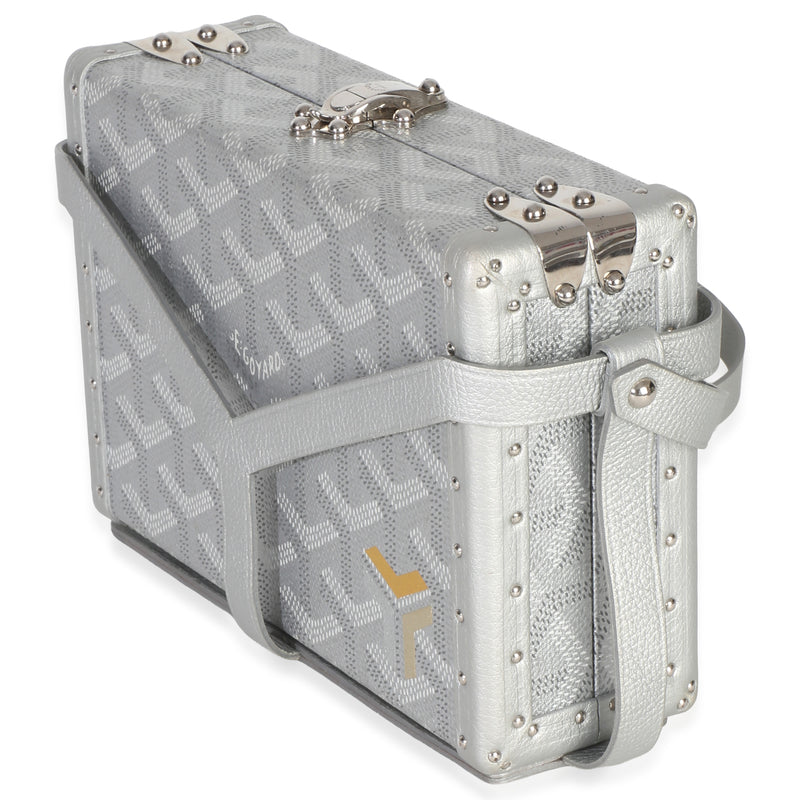 Goyard Silver Precious Metals Goyardine Canvas Minaudiere Trunk Handbag