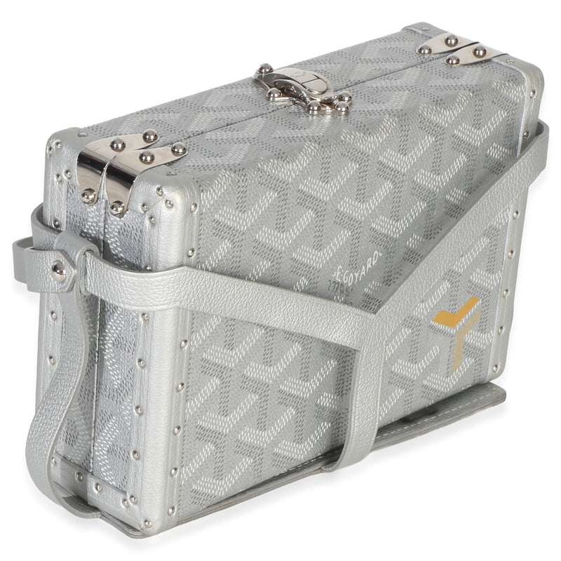Goyard Silver Precious Metals Goyardine Canvas Minaudiere Trunk Handbag