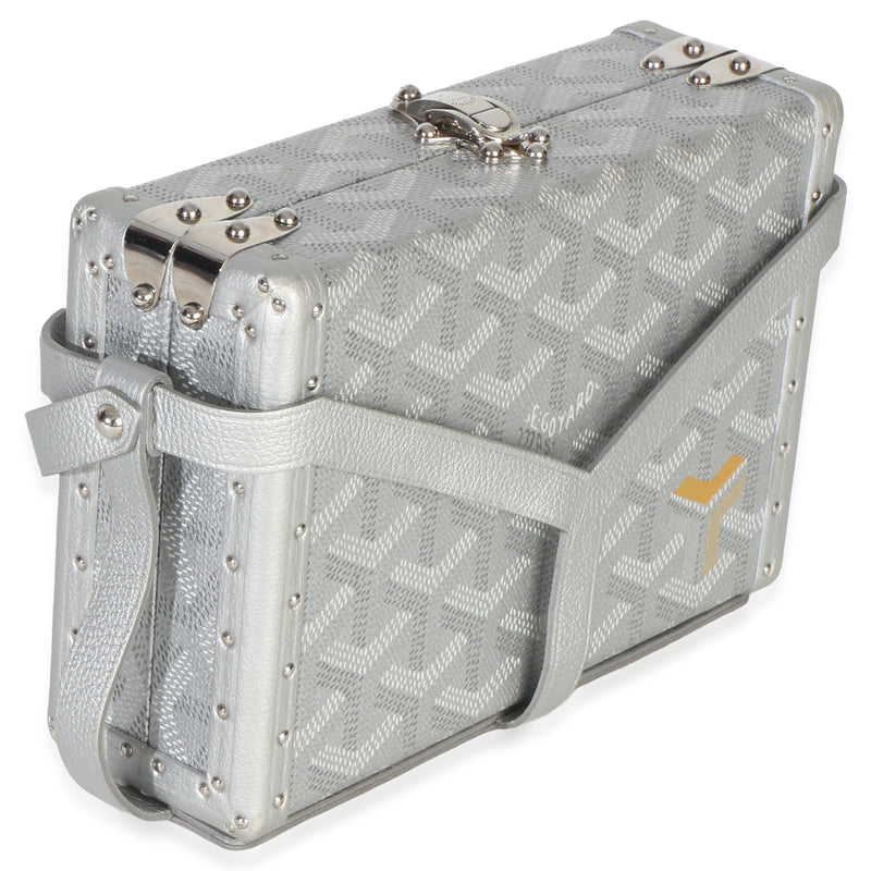 Goyard Silver Precious Metals Goyardine Canvas Minaudiere Trunk Handbag