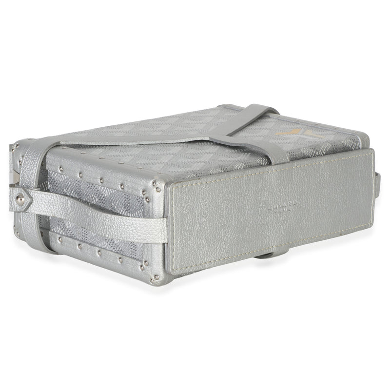 Goyard Silver Precious Metals Goyardine Canvas Minaudiere Trunk Handbag